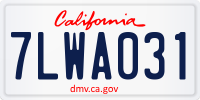 CA license plate 7LWA031