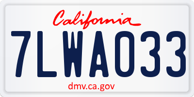 CA license plate 7LWA033