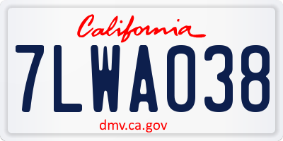 CA license plate 7LWA038