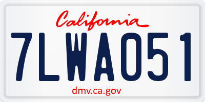 CA license plate 7LWA051