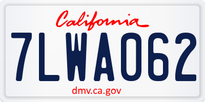 CA license plate 7LWA062