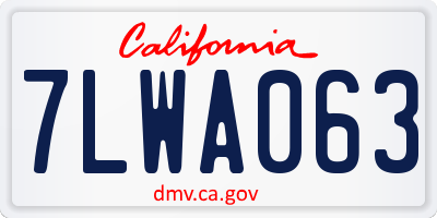 CA license plate 7LWA063