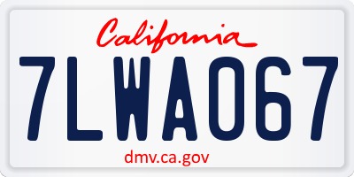CA license plate 7LWA067