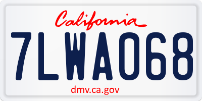 CA license plate 7LWA068