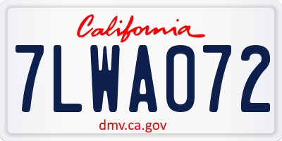 CA license plate 7LWA072