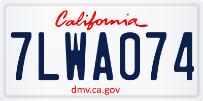 CA license plate 7LWA074