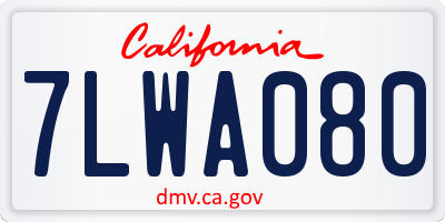 CA license plate 7LWA080