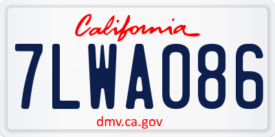 CA license plate 7LWA086