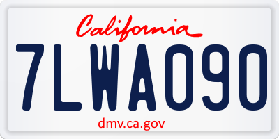 CA license plate 7LWA090