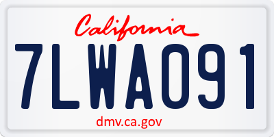 CA license plate 7LWA091