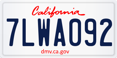 CA license plate 7LWA092