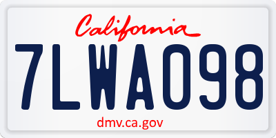 CA license plate 7LWA098