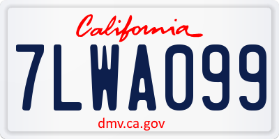 CA license plate 7LWA099