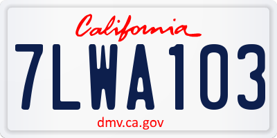 CA license plate 7LWA103