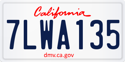 CA license plate 7LWA135