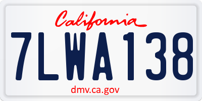 CA license plate 7LWA138