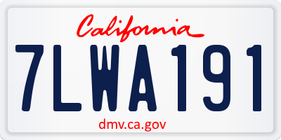 CA license plate 7LWA191