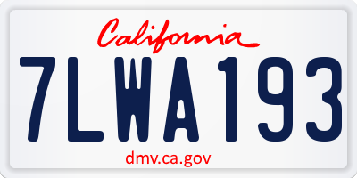 CA license plate 7LWA193