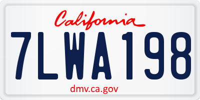 CA license plate 7LWA198