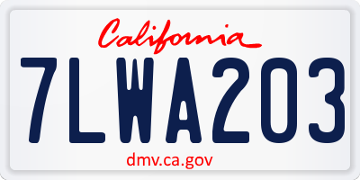 CA license plate 7LWA203