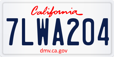 CA license plate 7LWA204