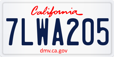 CA license plate 7LWA205