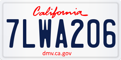 CA license plate 7LWA206