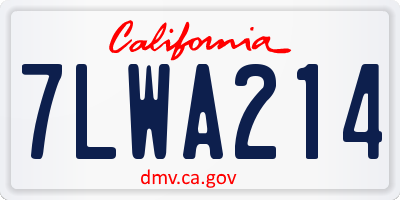 CA license plate 7LWA214