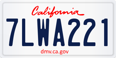 CA license plate 7LWA221