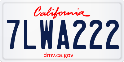 CA license plate 7LWA222