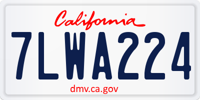 CA license plate 7LWA224