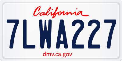 CA license plate 7LWA227