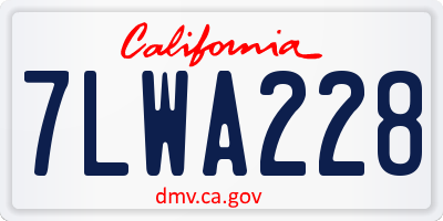 CA license plate 7LWA228