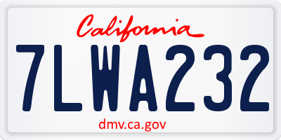 CA license plate 7LWA232