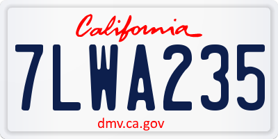 CA license plate 7LWA235
