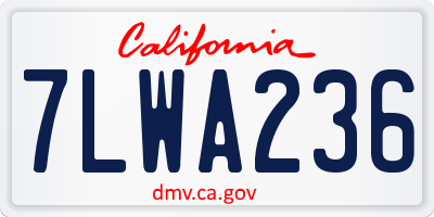 CA license plate 7LWA236