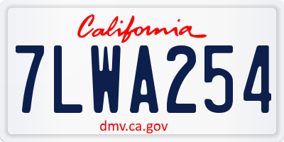 CA license plate 7LWA254