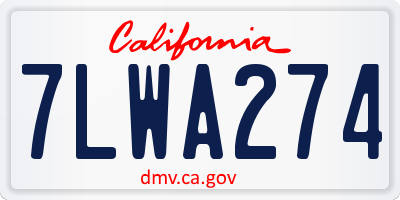 CA license plate 7LWA274