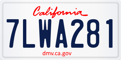 CA license plate 7LWA281