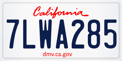 CA license plate 7LWA285
