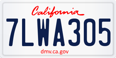 CA license plate 7LWA305