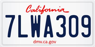 CA license plate 7LWA309