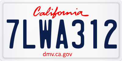 CA license plate 7LWA312