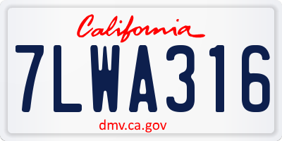CA license plate 7LWA316