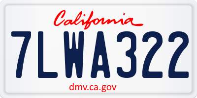 CA license plate 7LWA322