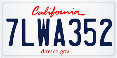 CA license plate 7LWA352