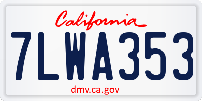 CA license plate 7LWA353