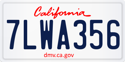CA license plate 7LWA356
