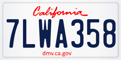 CA license plate 7LWA358