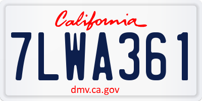 CA license plate 7LWA361